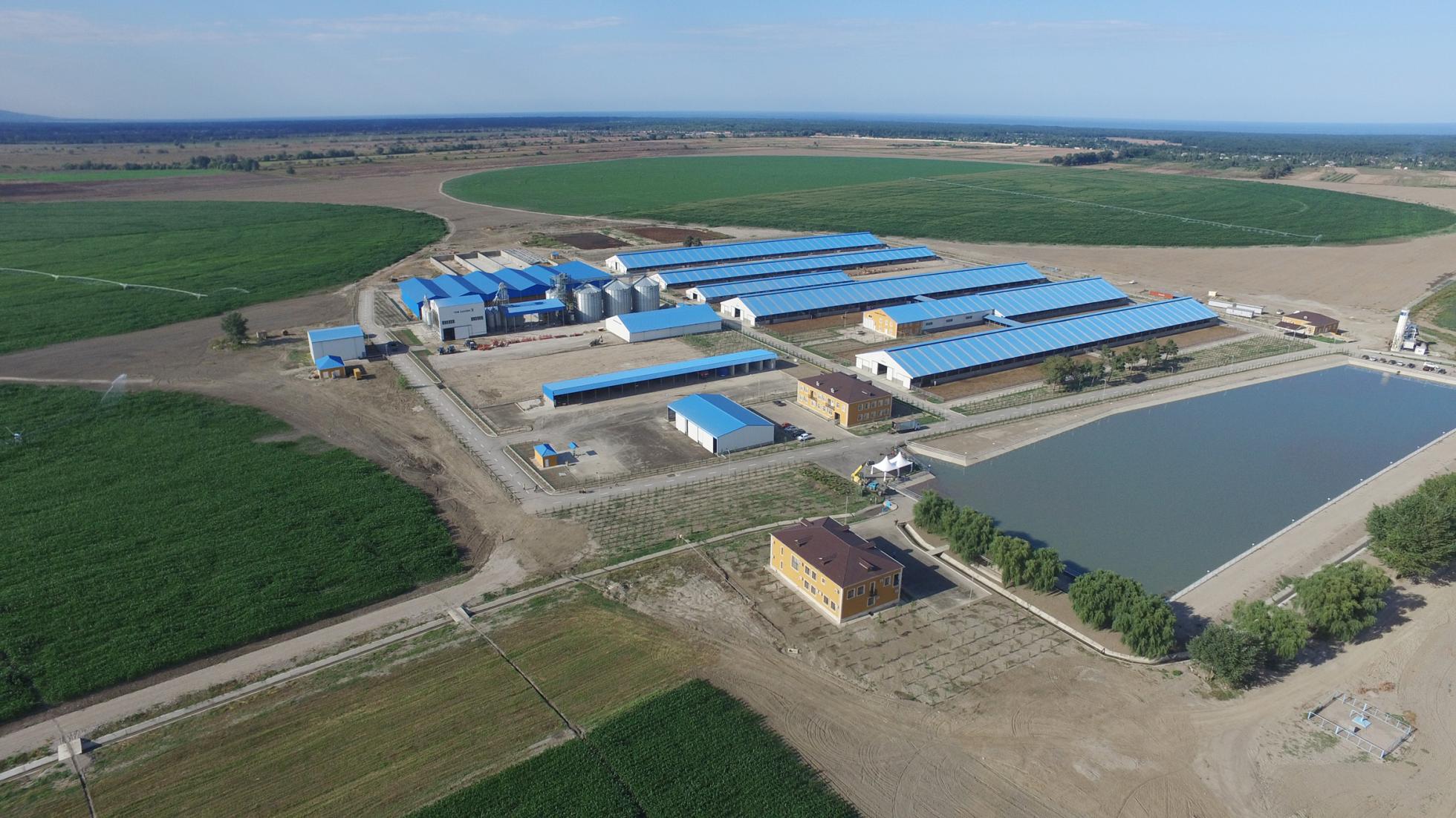 Aerial view of an agricultural facility in Azerbaijan.